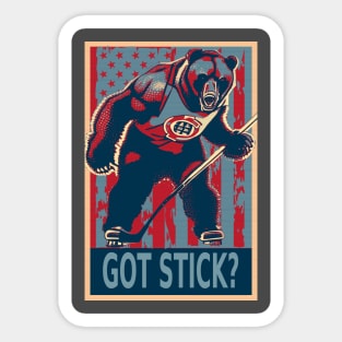 American Bear Ice Hockey Player Sticker